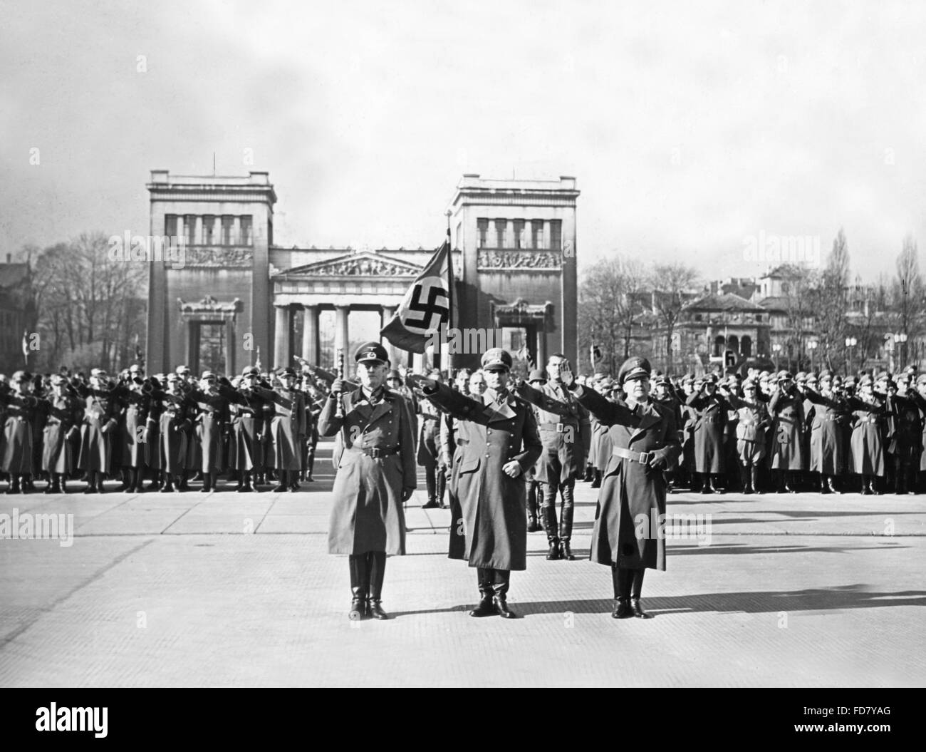 Commemoration of the dead on the Koenigsplatz (King`s Square) in Munich, 1940 Stock Photo